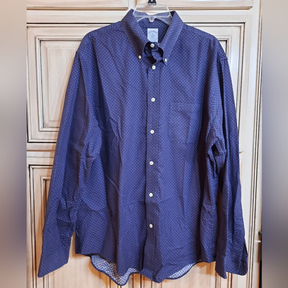 Brooks Brothers Navy‎ / Dark Rose Print Dress Shirt - Size XL